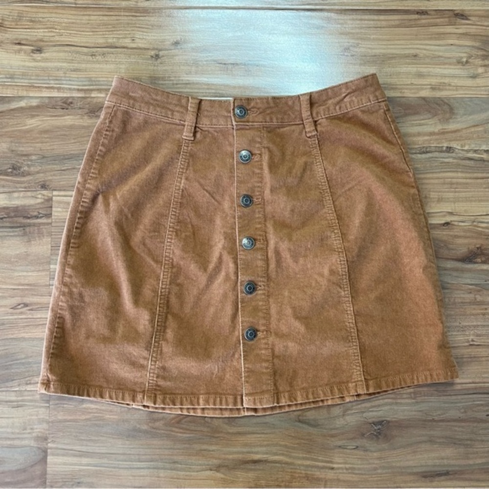 YMI Jeans Brown Corduroy Button Front Mini Skirt Juniors Size 9/29